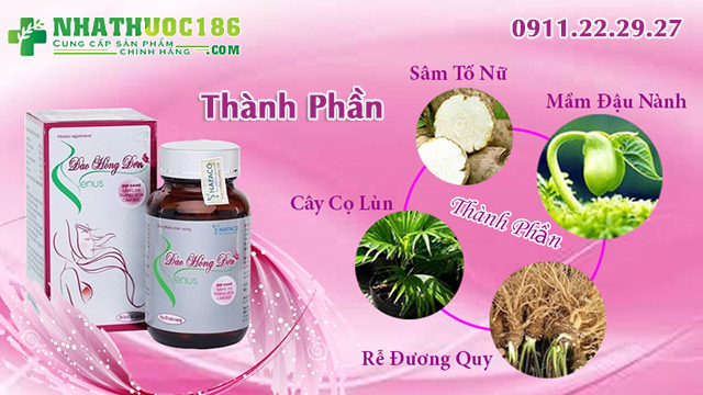 thành phần có trong sản phẩm đào hồng đơn venus