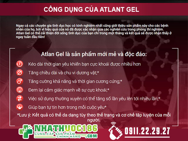 Công dụng của sản phẩm Atlant Gel
