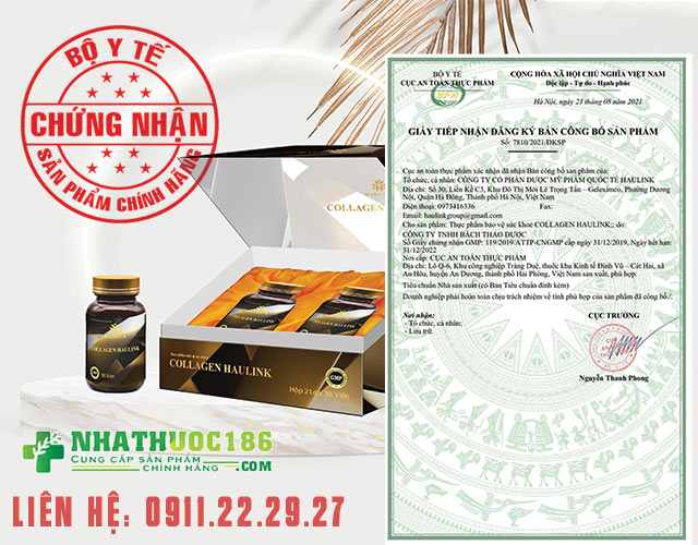 chứng nhận sản phẩm Collagen Haulink
