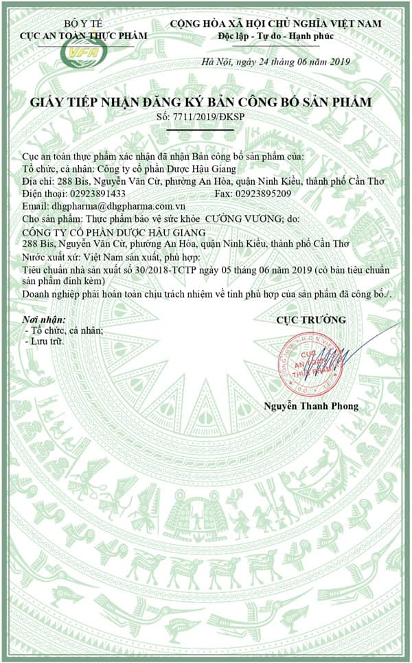 Cường Vương chứng nhận