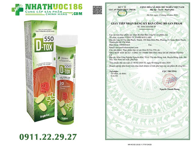 giấy chứng nhận d tox 550