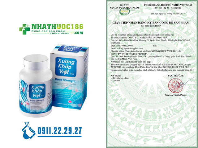 Giấy công bố sản phẩm Xương Khớp Việt Pro