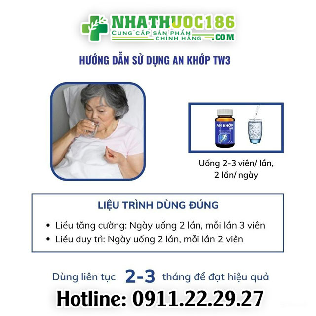 Hướng dẫn sử dụng viên uống giảm thoái hóa khớp An Khớp TW3