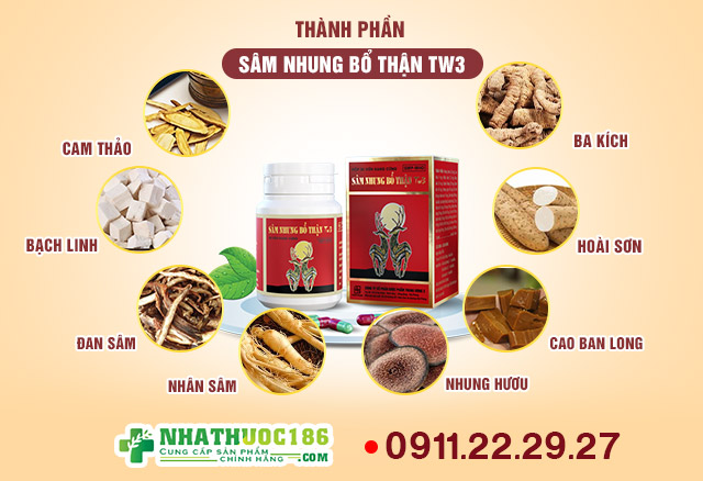 Thành phần của Sâm Nhung Bổ Thận TW3