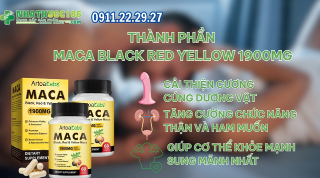 Công dụng của Maca Black Red Yellow 1900mg