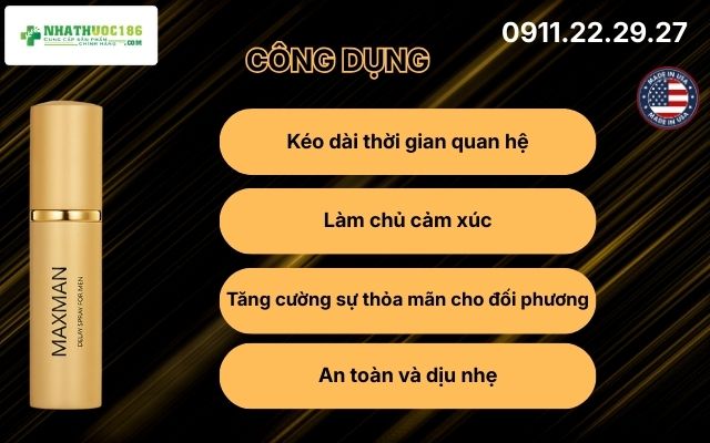 Công dụng của Maxman Delay Spray For Men