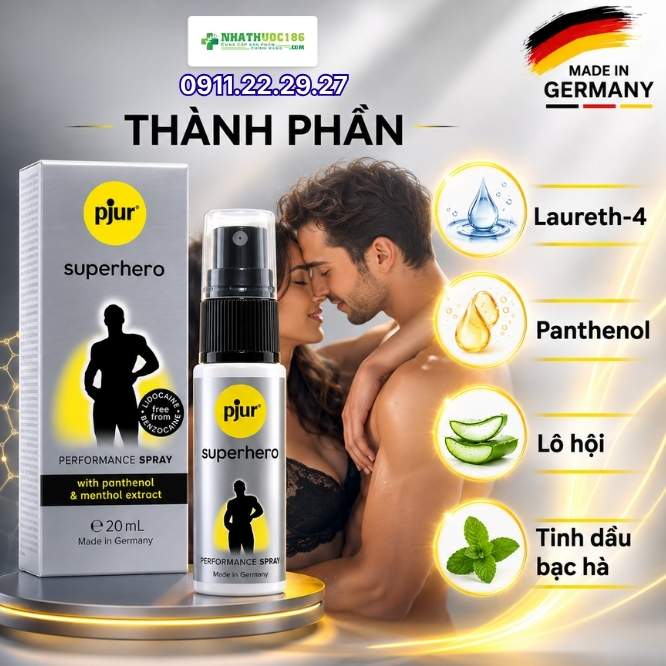 Thành phần của xịt Superhero Performance Spray