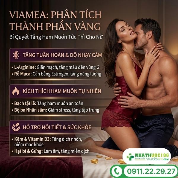 Thành phần tự nhiên trong viên uống Viamea 1 vỉ 4 viên