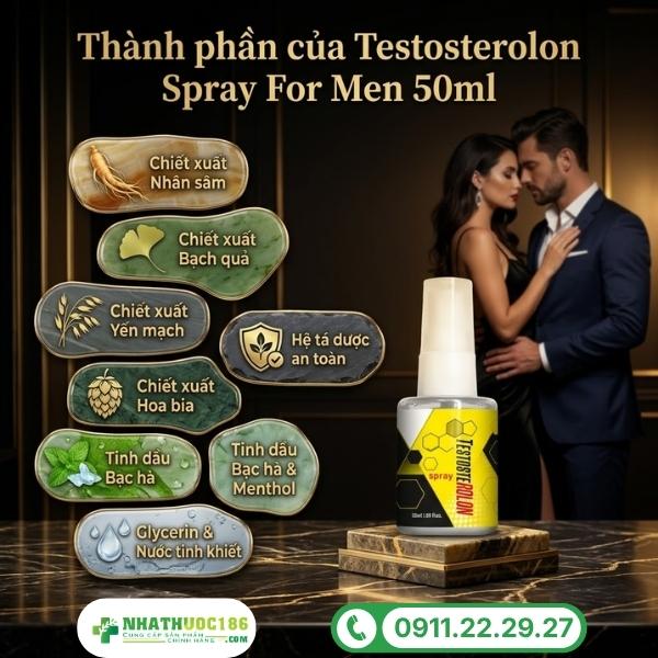 Thành phần tự nhiên trong nước xịt Testosterolon Spray For Men 50ml