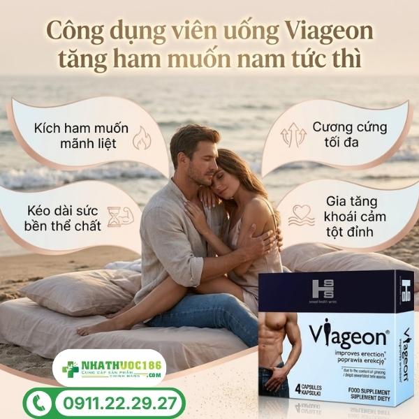 Công dụng vượt trội của viên uống Viageon 1 vỉ 4 viên