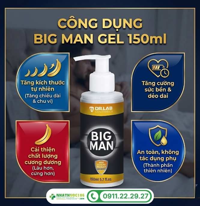 Công dụng vượt trội của Big Man Gel 150ml