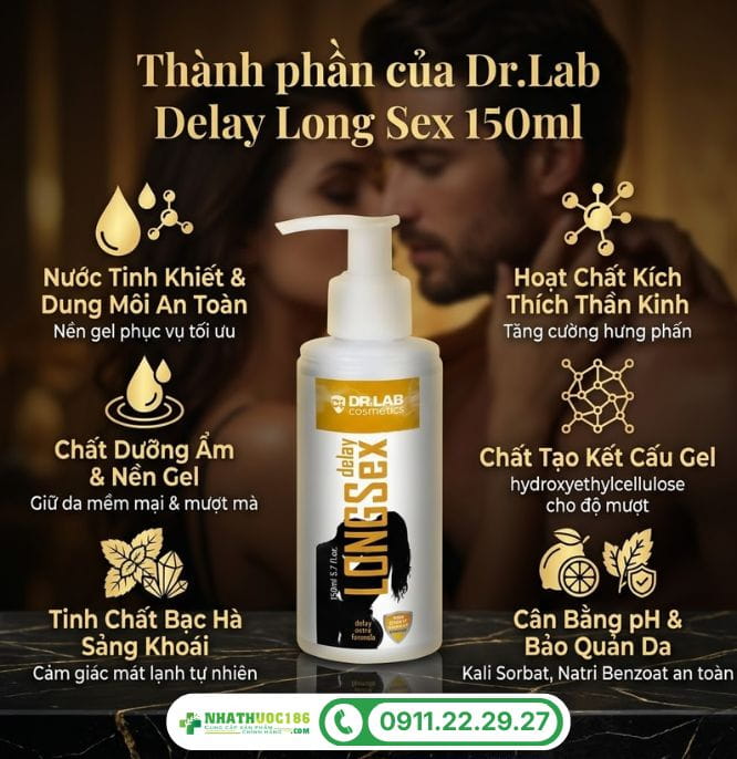 Thành phần tự nhiên trong gel bôi Delay Long Sex 150ml