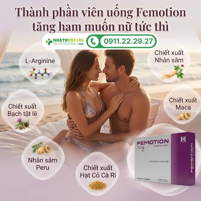 Bảng thành phần thảo dược đắt giá của Femotion 1 vỉ 10 viên