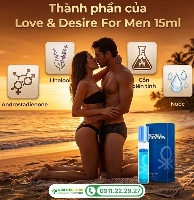 Thành phần tinh tế trong nước hoa quyến rũ Love & Desire For Men 15ml