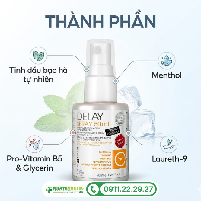 Thành phần vượt trội của Lovely Lovers Delay Spray 50ml