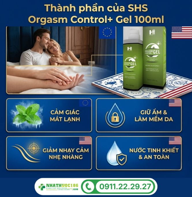Thành phần tự nhiên trong gel bôi Orgasm Control+ Gel 100ml