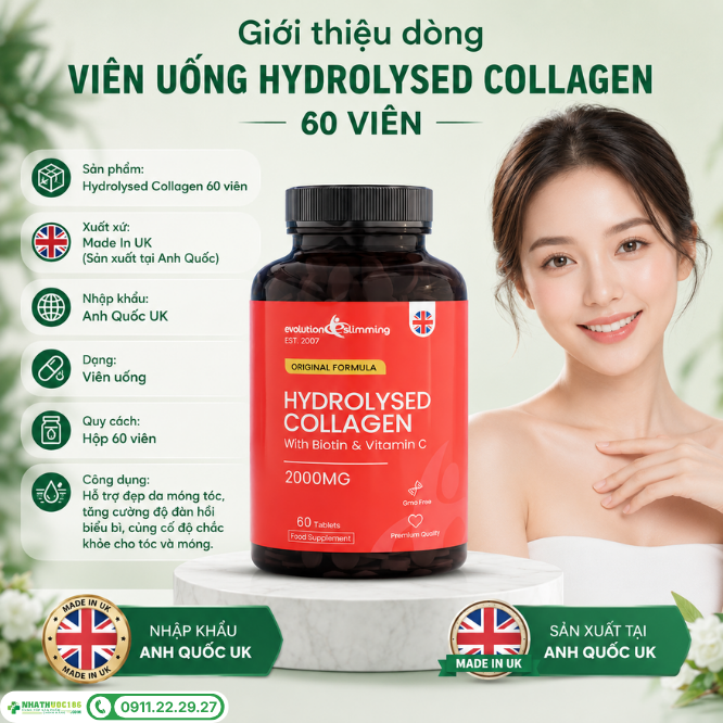 Giới thiệu viên uống Hydrolysed Collagen 60 viên