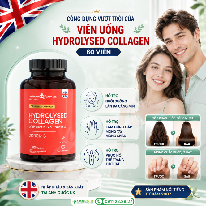 Công dụng vượt trội của Hydrolysed Collagen 60 viên