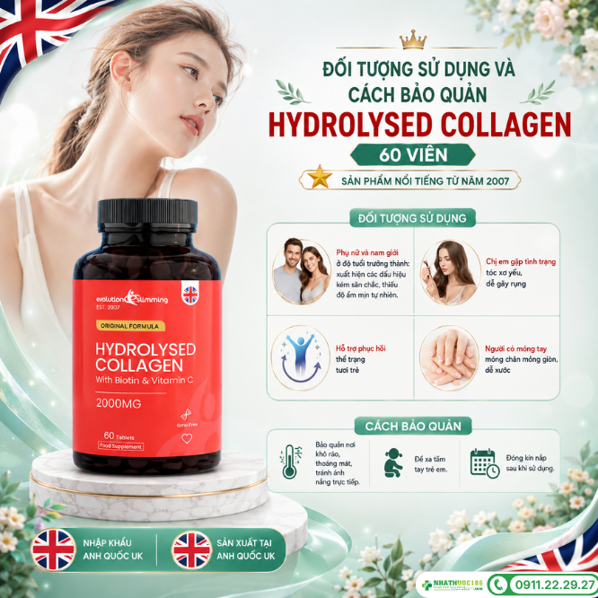 Đối tượng sử dụng và cách bảo quản Hydrolysed Collagen 60 viên