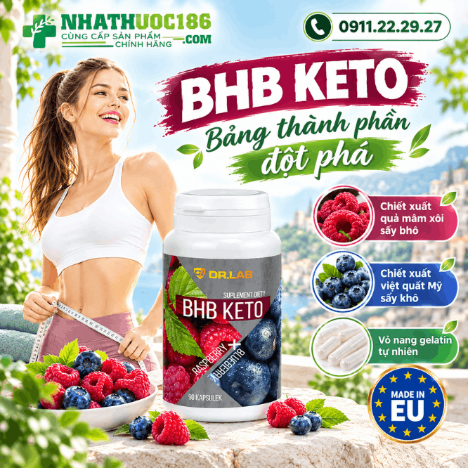 Bảng thành phần đột phá của viên uống giảm cân BHB KETO 90 viên